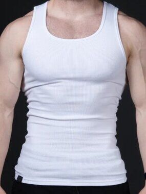 EKK Vision True to Size Beater Ribbed Men's Tank Top White NEW